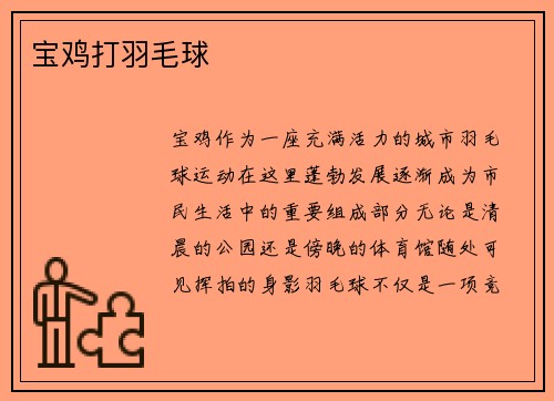 宝鸡打羽毛球